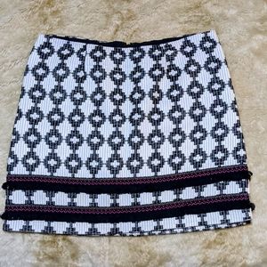 Merona Bohemian Mini Skirt, Black/Cream Abstract. Sz 12